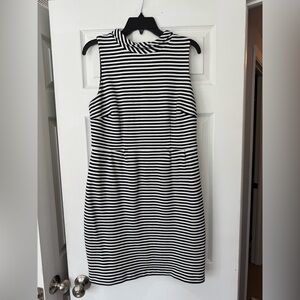 💙Boden White and Blue Sleeveless Mock Neck Sheath Dress, 12💙